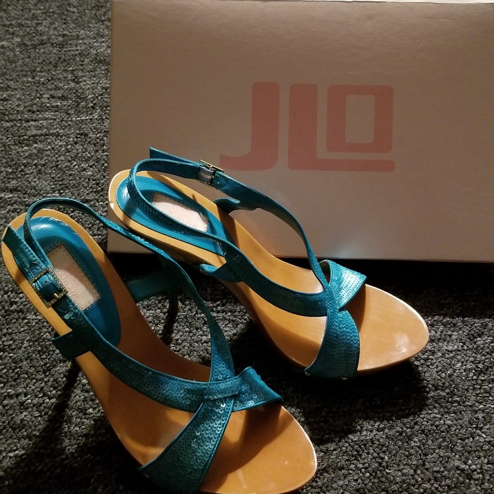 Jlo turquoise slingback shoes